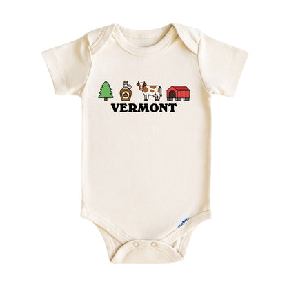 Vermont Baby Onesie ®, Green Mountain State Baby Bodysuit for Boys Girls