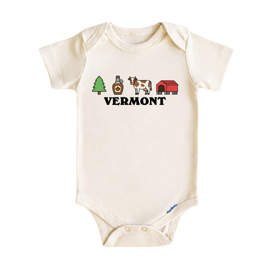 Vermont Baby Onesie ®, Green Mountain State Baby Bodysuit for Boys Girls