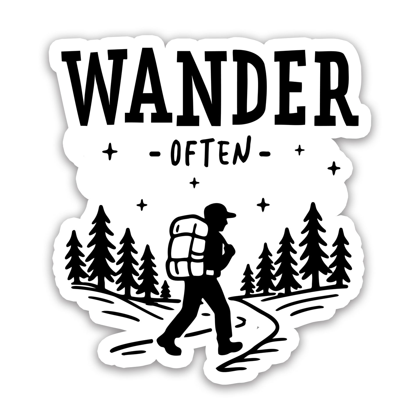 Wander Often Hiking Silhouette Vinyl Sticker