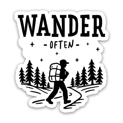 Wander Often Hiking Silhouette Vinyl Sticker