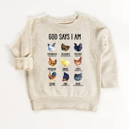 God Says I Am – Christian Chicken Theme Kids Shirt