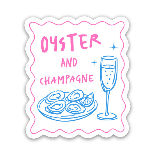 Oyster and Champagne Coastal Aesthetic Sticker