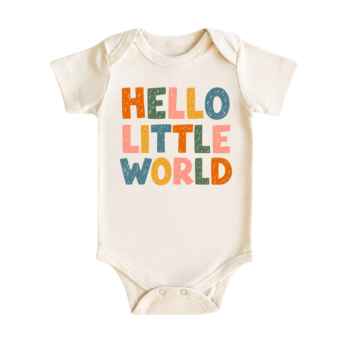 Hello Little World Cotton Baby Bodysuit