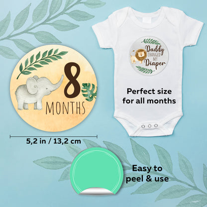 Baby Milestone Stickers Set of 24 - Safari