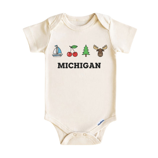 Michigan Baby Onesie ®, Great Lakes State Baby Bodysuit for Boys Girls