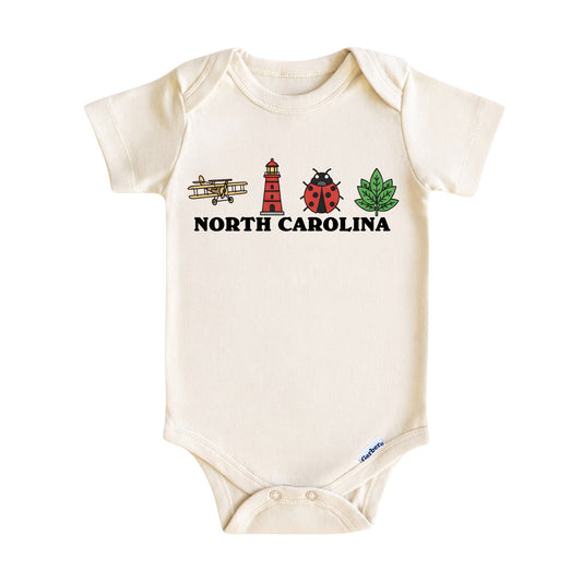 North Carolina Baby Onesie ®, Tar Heel State Baby Bodysuit for Boys Girls