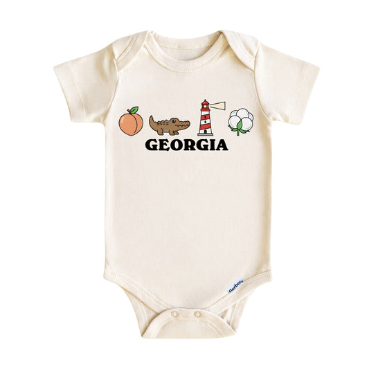 Georgia Baby Onesie ®, Peach State Baby Bodysuit for Boys Girls