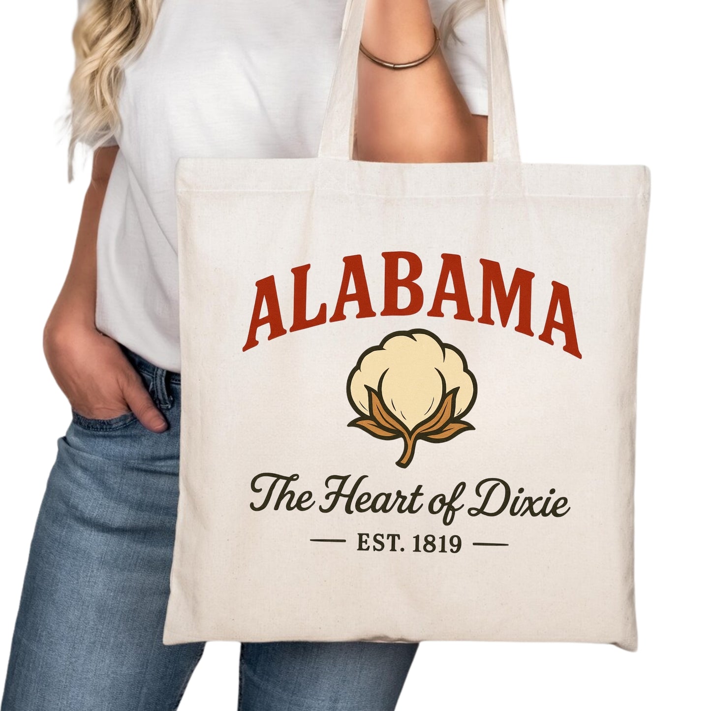 Alabama Tote Bag, Birmingham Montgomery Mobile Travel Market Bag