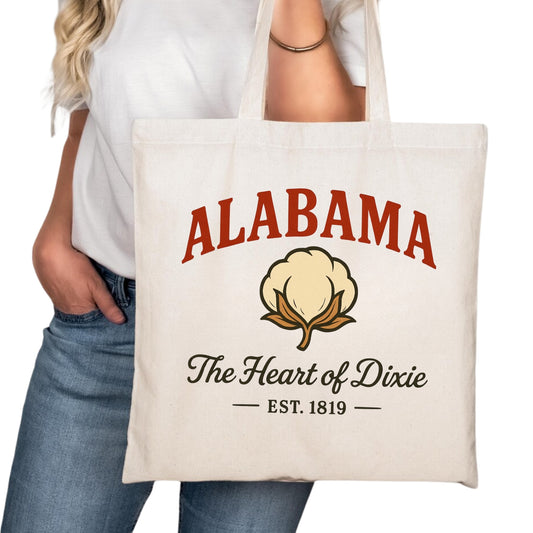 Alabama Tote Bag, Birmingham Montgomery Mobile Travel Market Bag