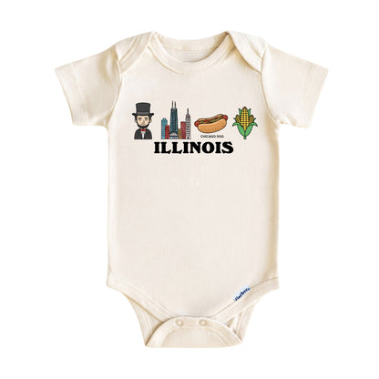 Illinois Baby Onesie ®, Chicago Baby Bodysuit for Boys Girls