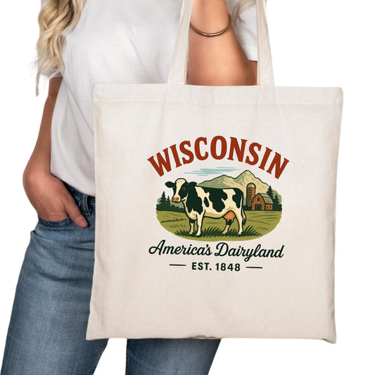Wisconsin Tote Bag, Milwaukee Madison Green Bay Travel Market Bag