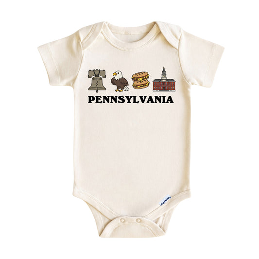 Pennsylvania Baby Onesie ®, Pennsylvania Baby Bodysuit for Boys Girls