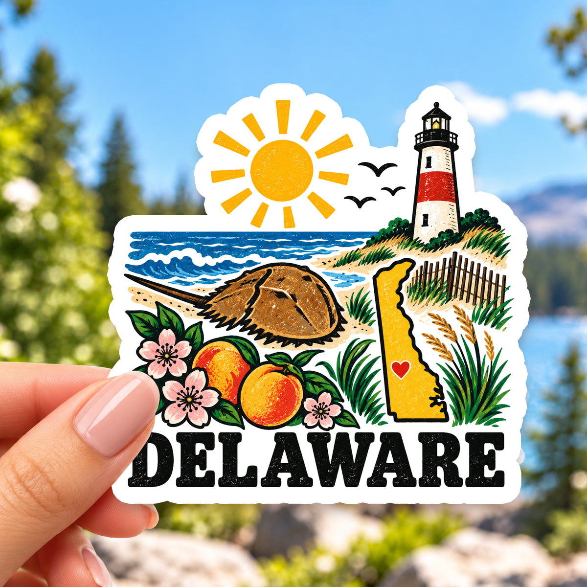 Delaware Retro Sticker