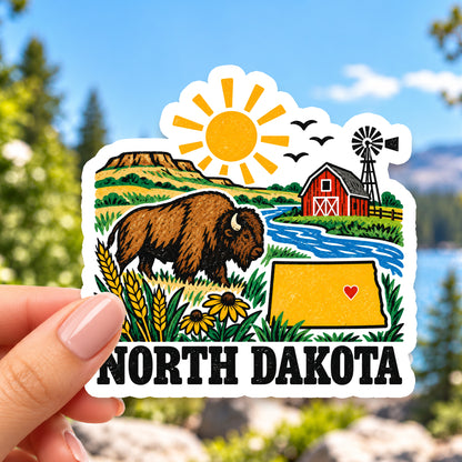 North Dakota Retro Sticker