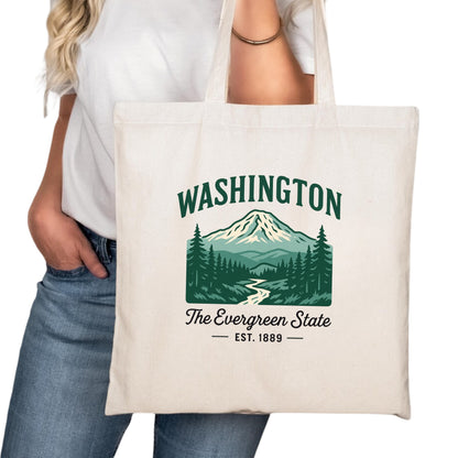 Washington Tote Bag, Seattle Spokane Tacoma Travel Market Bag