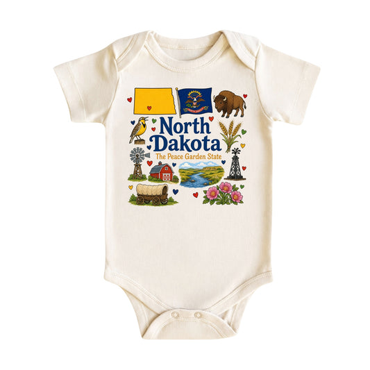 North Dakota Baby Bodysuit for Boys Girls