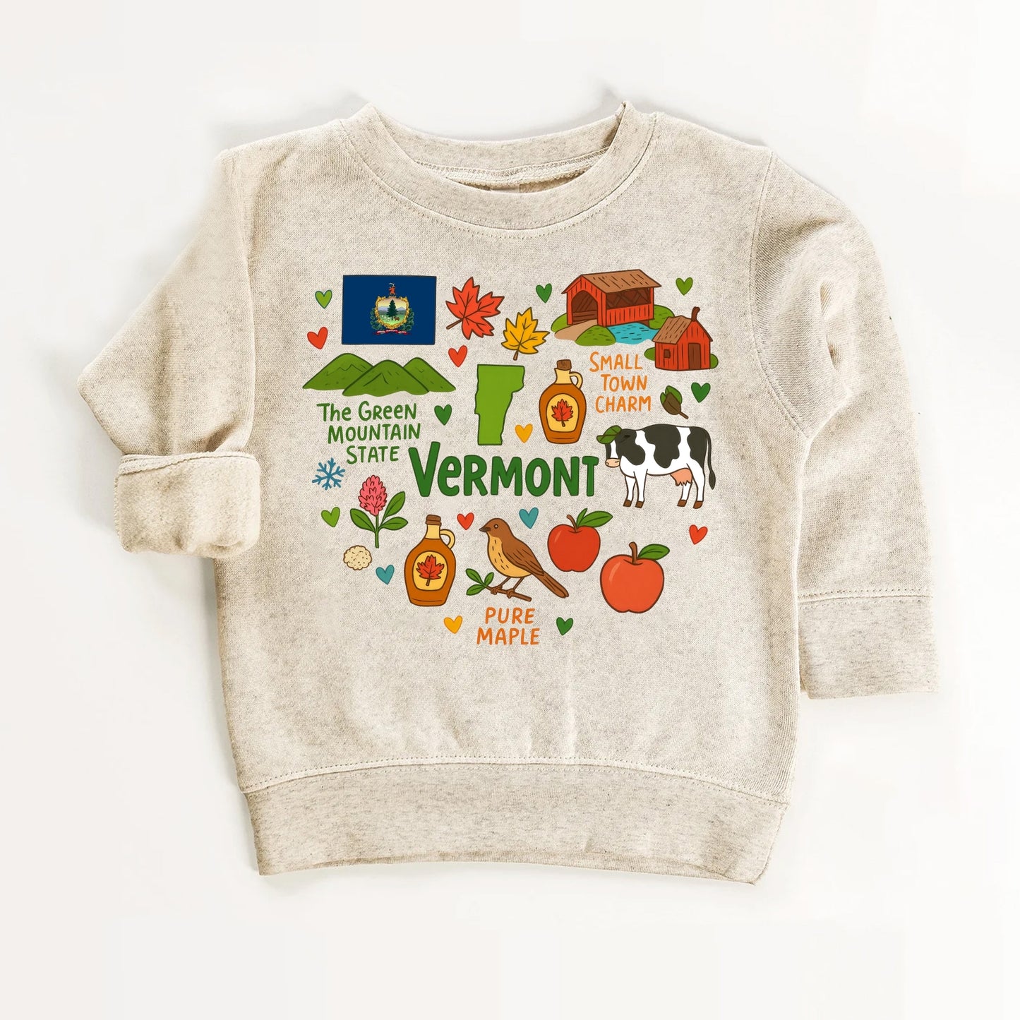 Vermont Kids Sweatshirt – Green Mountain State Icons