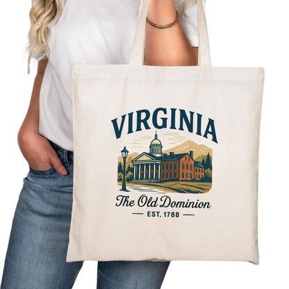 Virginia Tote Bag, Virginia Beach Richmond Norfolk Travel Market Bag