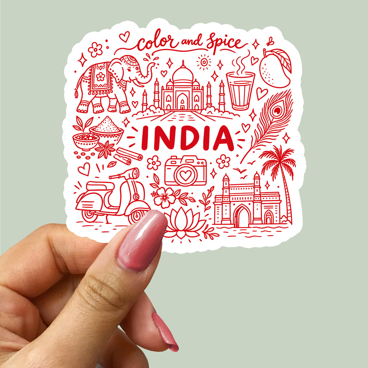 India Cultural Symbols Sticker