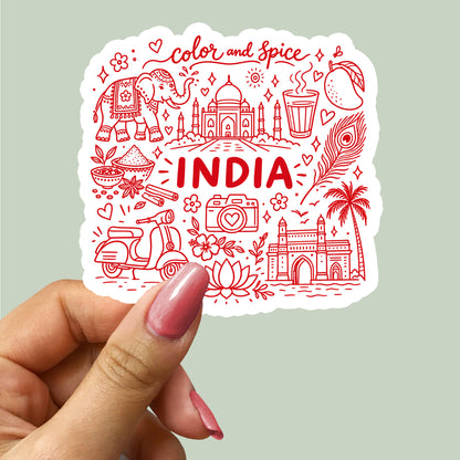 India Cultural Symbols Sticker