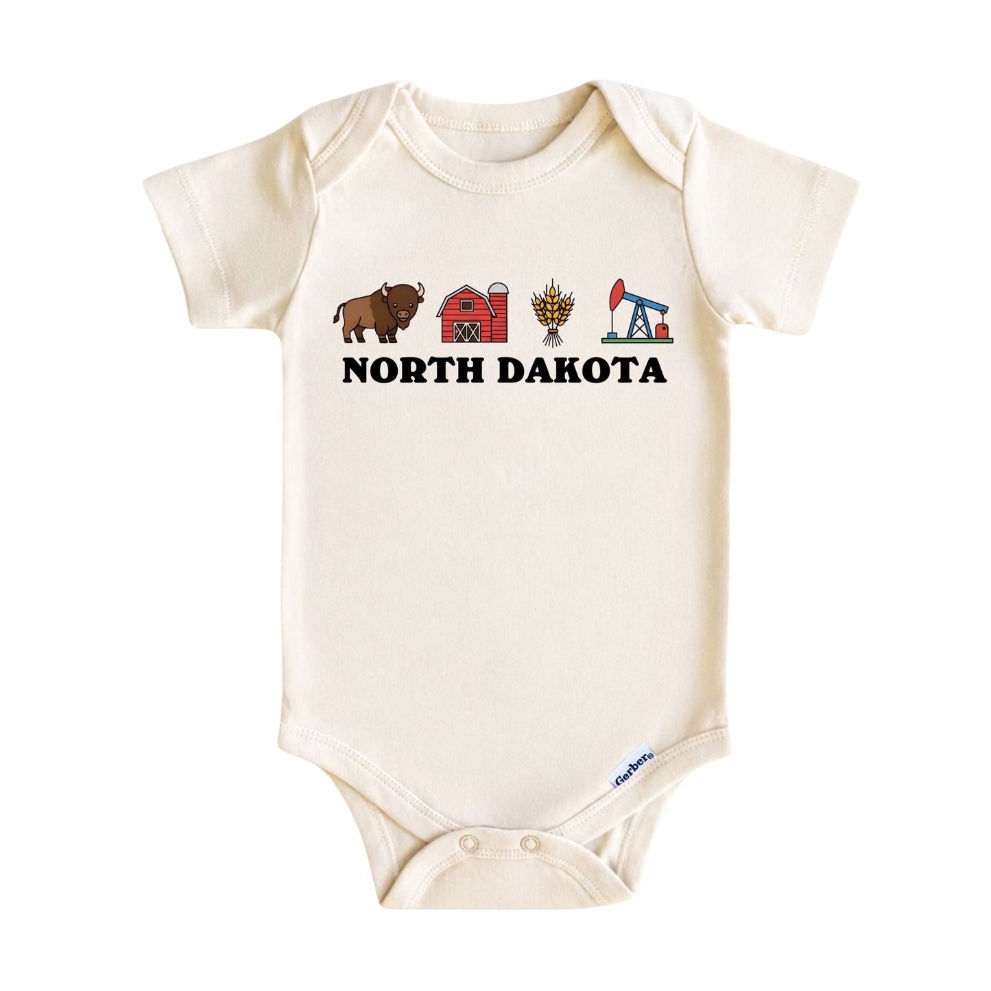 North Dakota Baby Onesie ®, Peace Garden State Baby Bodysuit for Boys Girls