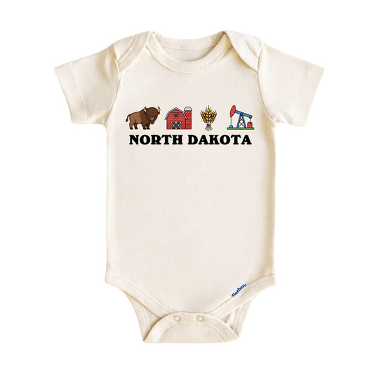 North Dakota Baby Onesie ®, Peace Garden State Baby Bodysuit for Boys Girls