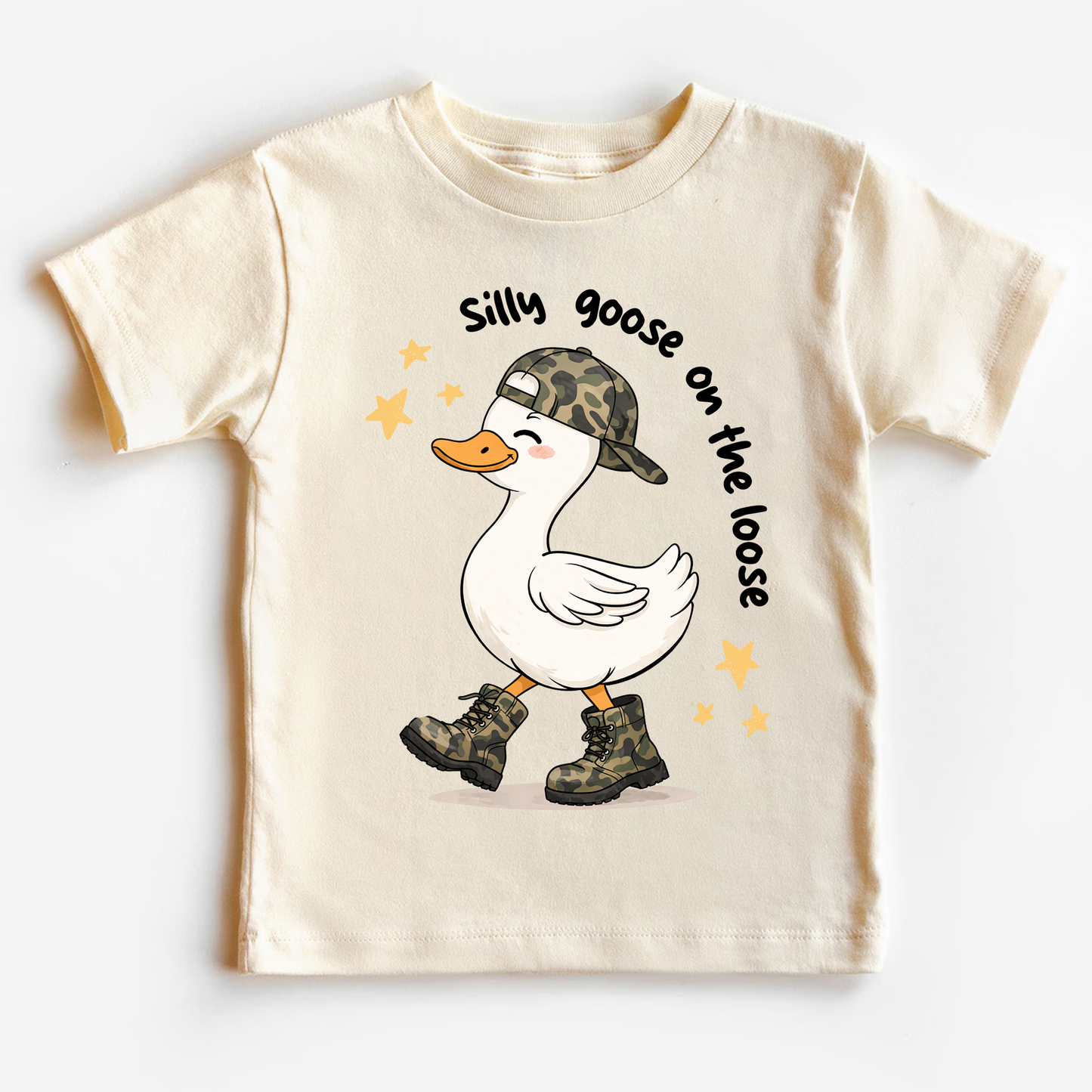 Camo Silly Goose On The Loose Kids T-Shirt