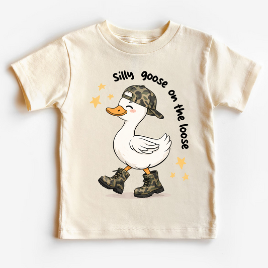 Camo Silly Goose On The Loose Kids T-Shirt