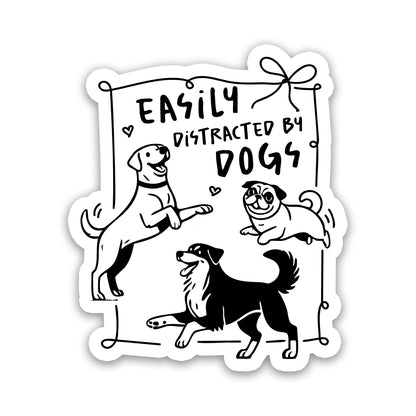 Easily Distracted by Dogs Retro Groovy Sticker