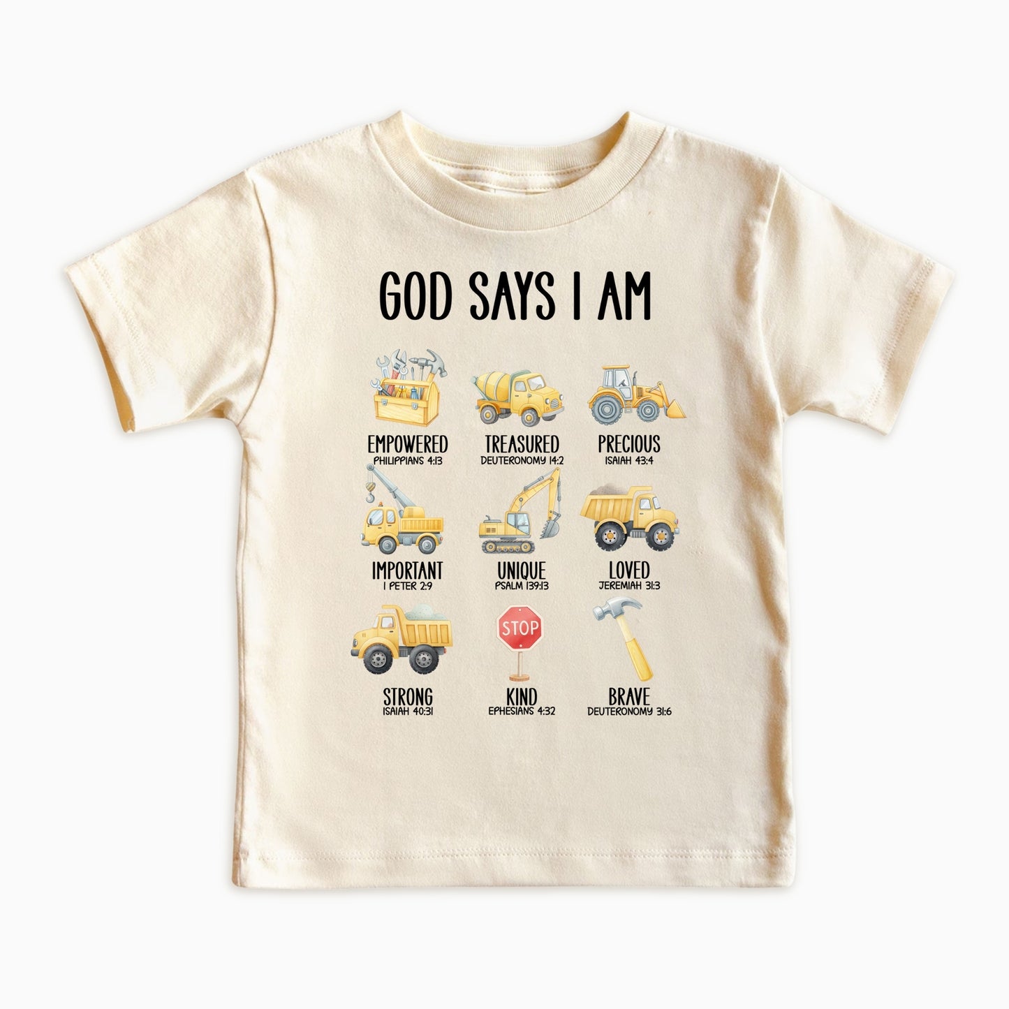 God Says I Am Construction Themed Christian Faith Shirt