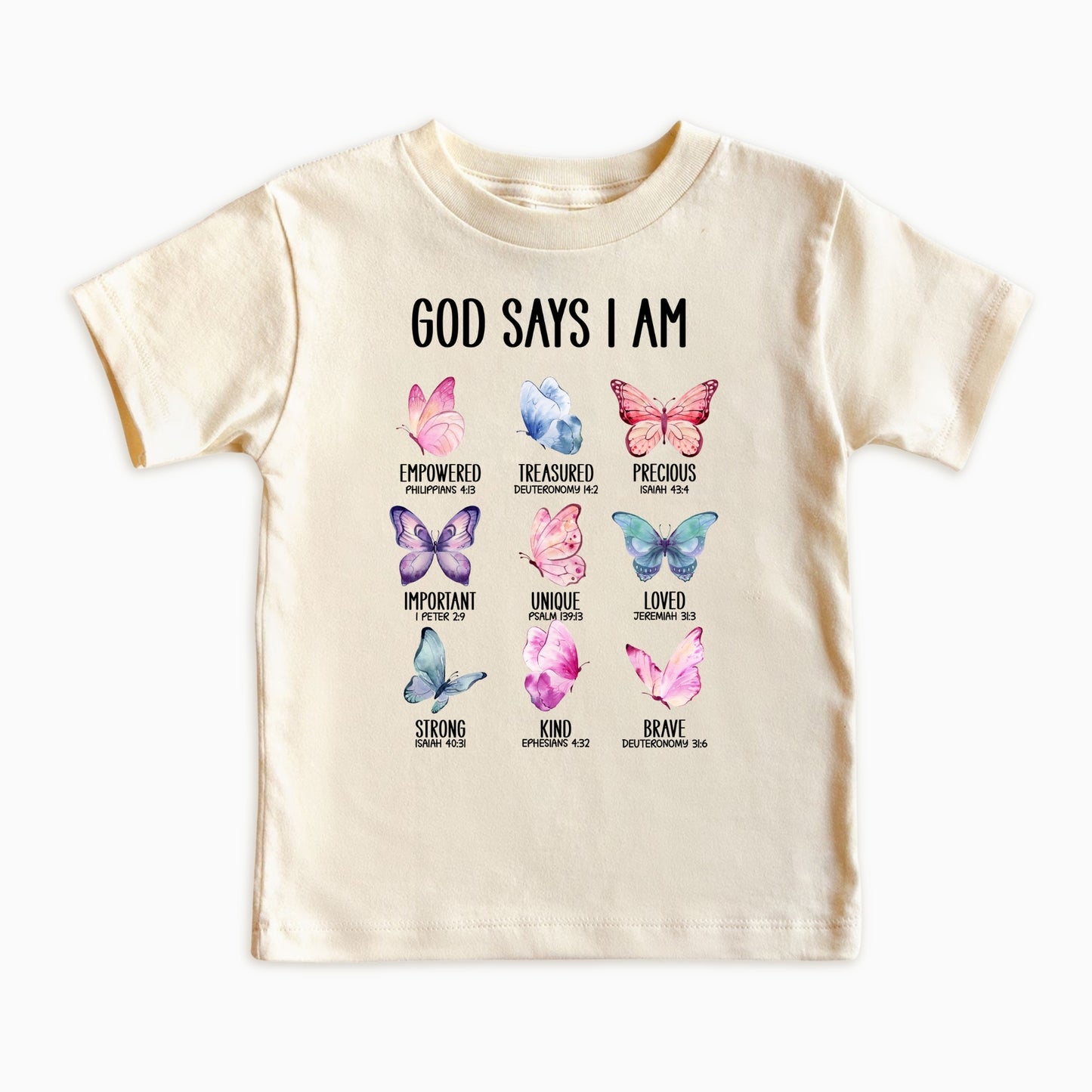 God Says I Am – Christian Butterfly Kids Shirt