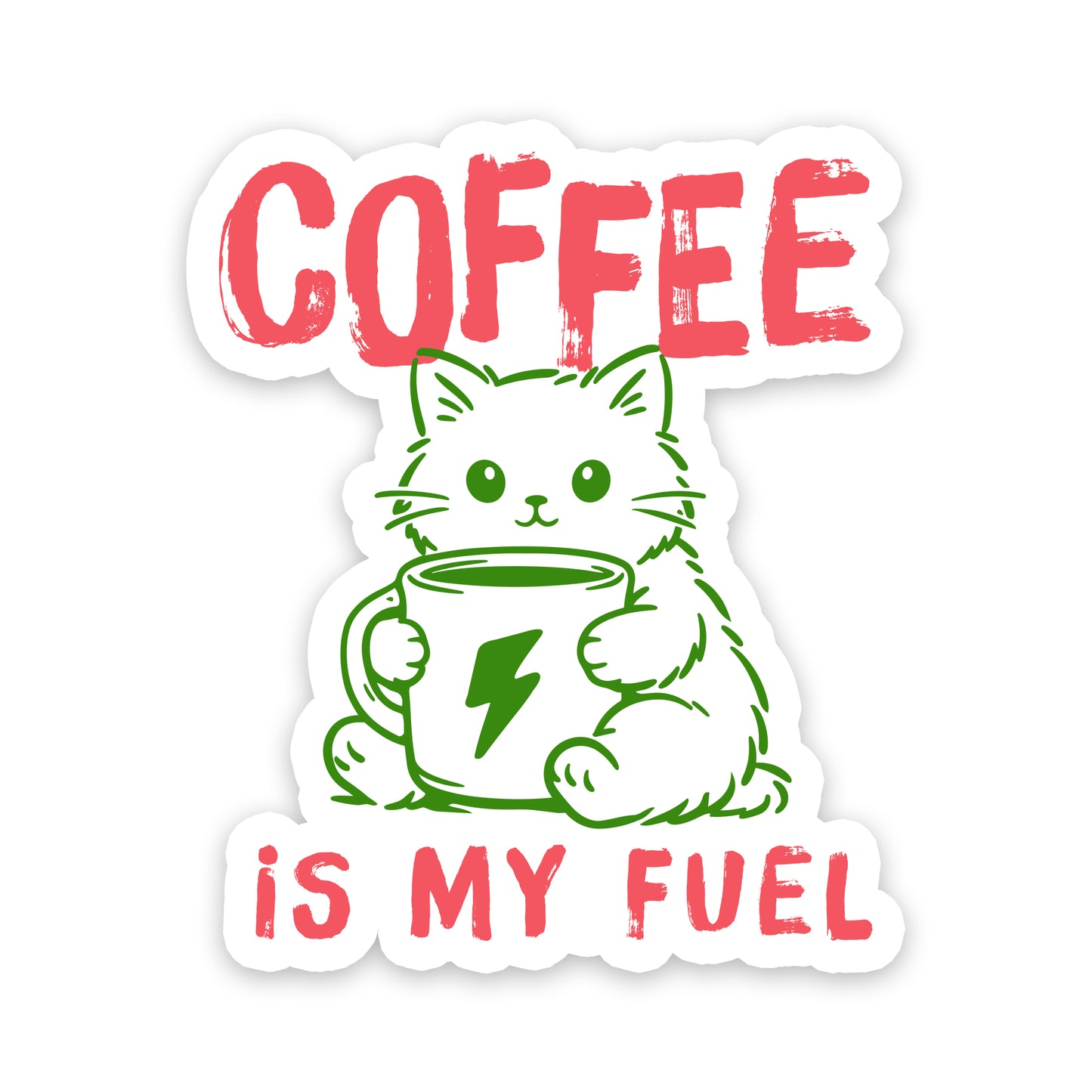 Coffee Is My Fuel Cute Cat Vinyl Sticker
