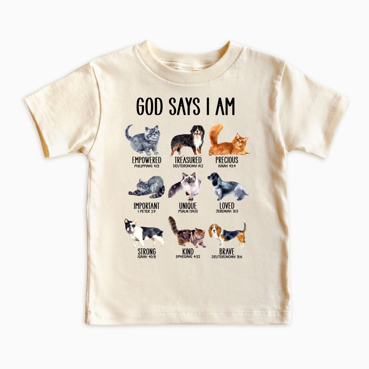 God Says I Am – Dog & Cat Faith Kids Shirt