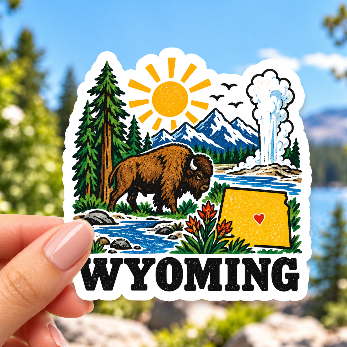 Wyoming Retro Sticker