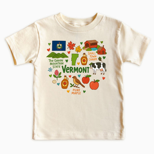 Vermont Kids T-Shirt – Green Mountain State Icons