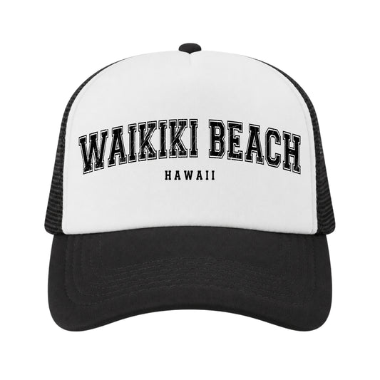 Waikiki Beach Trucker Hat for Kids & Adults, Waikiki Beach Hawaii Vacation, Souvenir Gifts