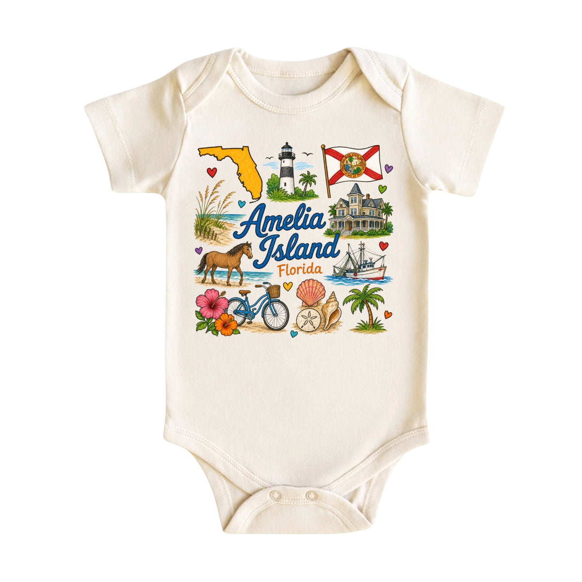 Amelia Island Florida Baby Bodysuit for Boys Girls