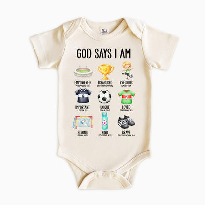 God Says I Am Soccer – Christian Faith Soccer Themed Shirt