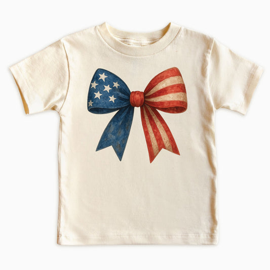 Kids American Flag Bow T-Shirt