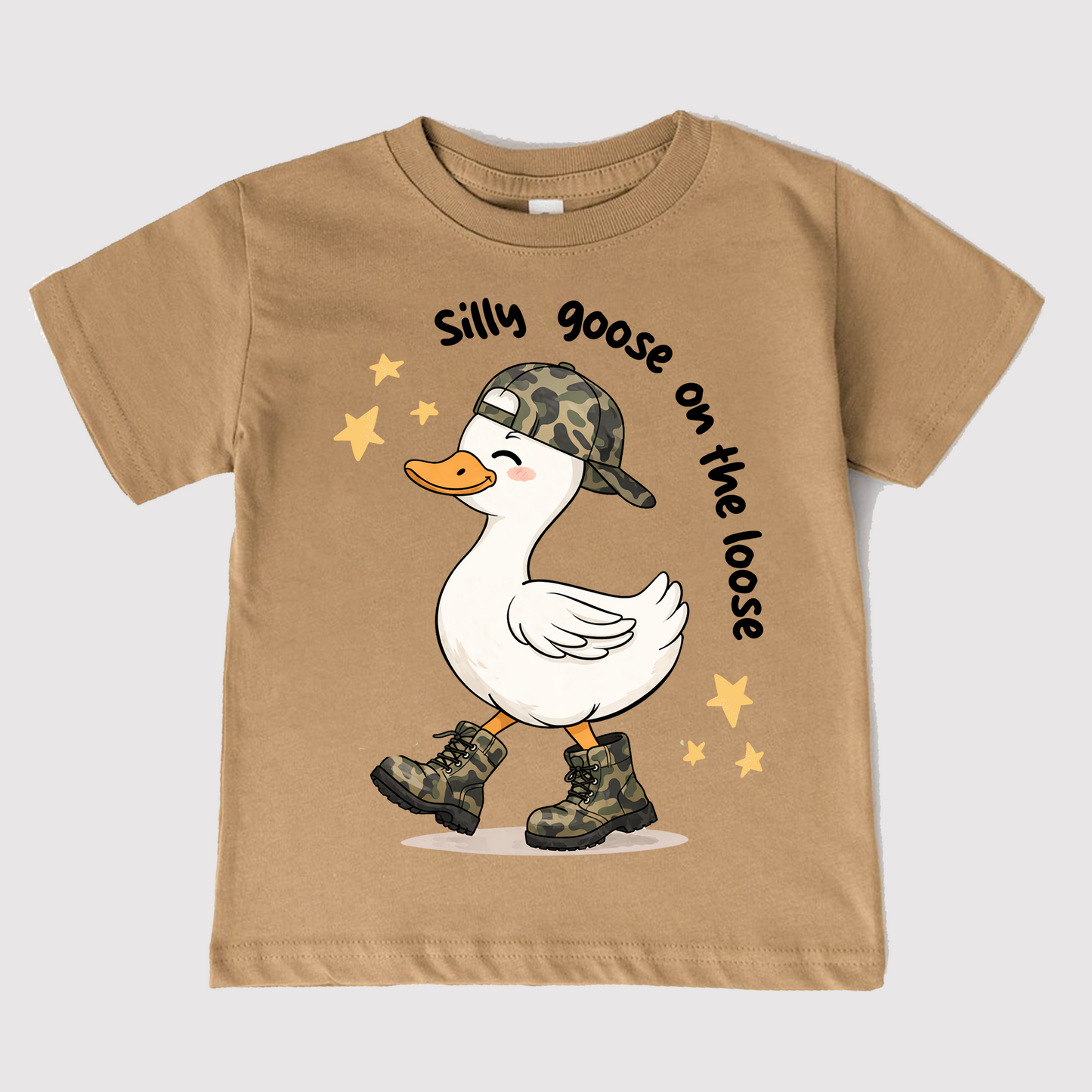 Camo Silly Goose On The Loose Kids T-Shirt