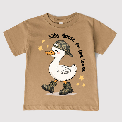 Camo Silly Goose On The Loose Kids T-Shirt