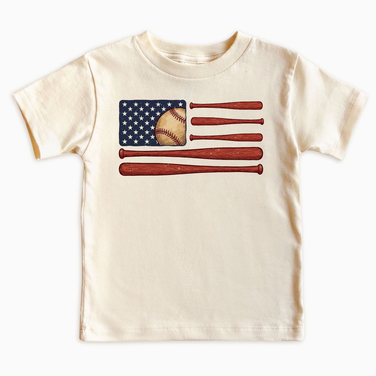 Kids Baseball USA Flag T-Shirt