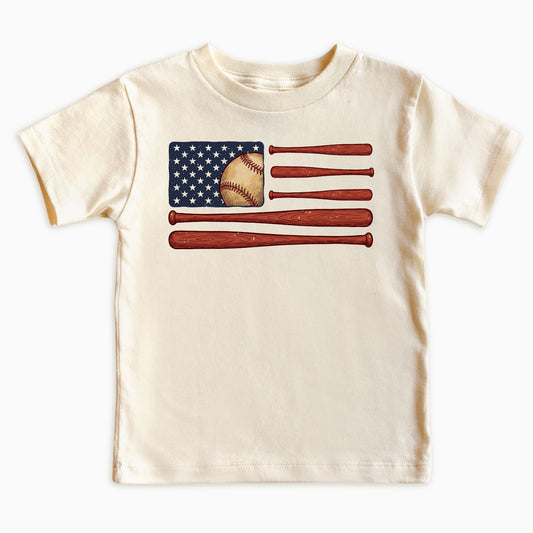 Kids Baseball USA Flag T-Shirt