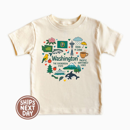Washington Kids T-Shirt – Evergreen State Icons