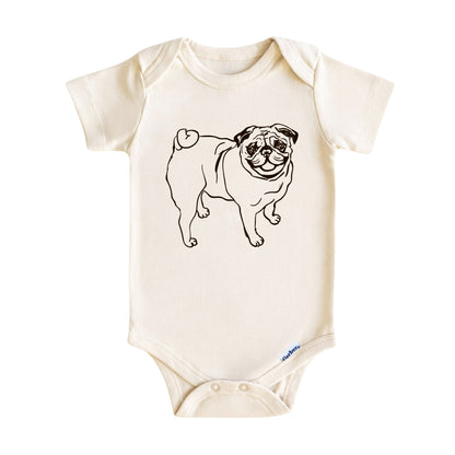 Pug Line Art ONESIE ®, Baby Bodysuit for Boys Girls