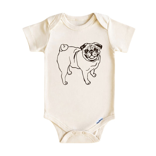 Pug Line Art ONESIE ®, Baby Bodysuit for Boys Girls