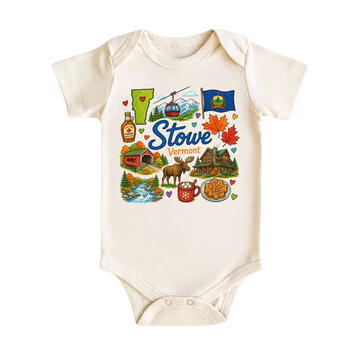 Stowe Vermont Baby Bodysuit for Boys Girls