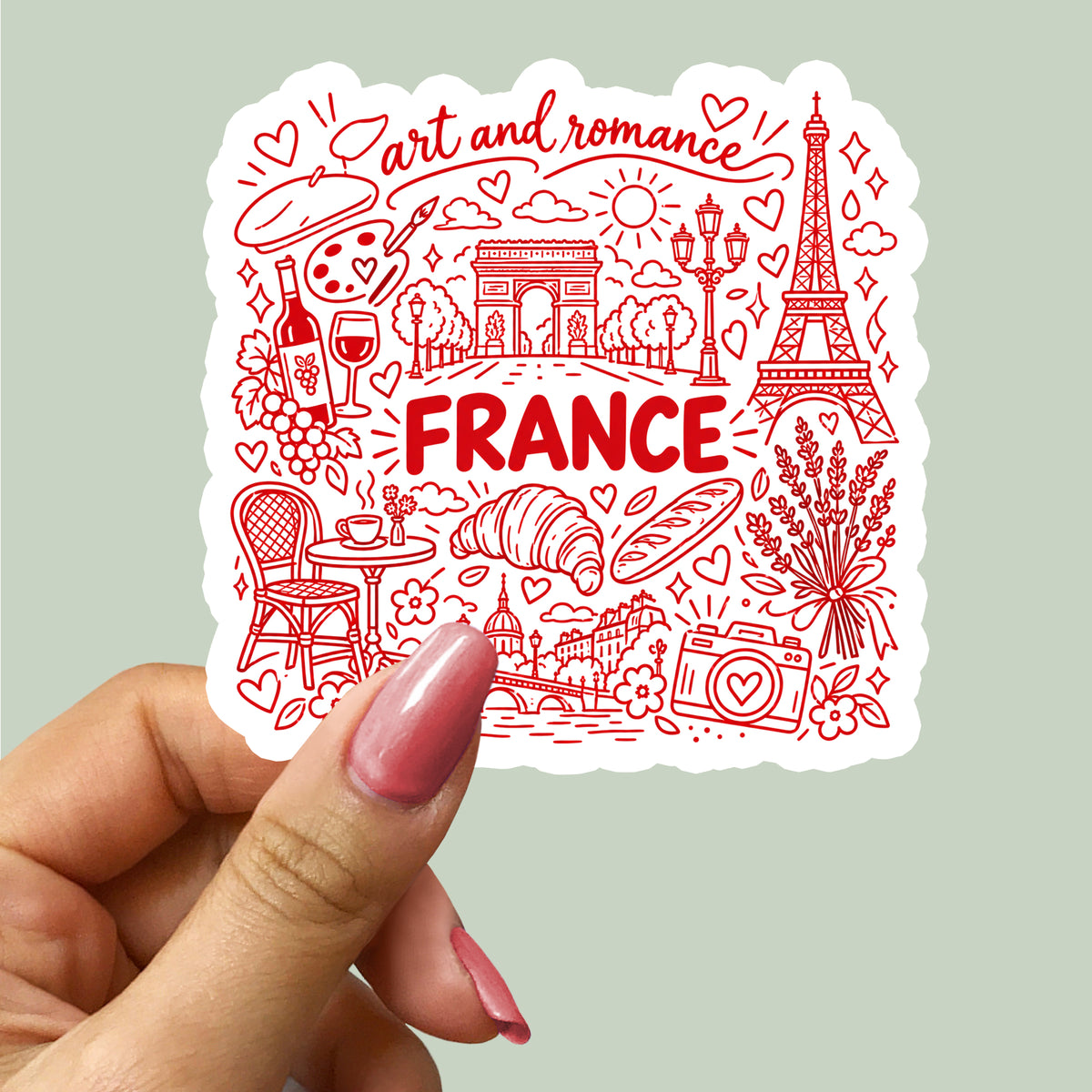 France Cultural Illustration Sticker
