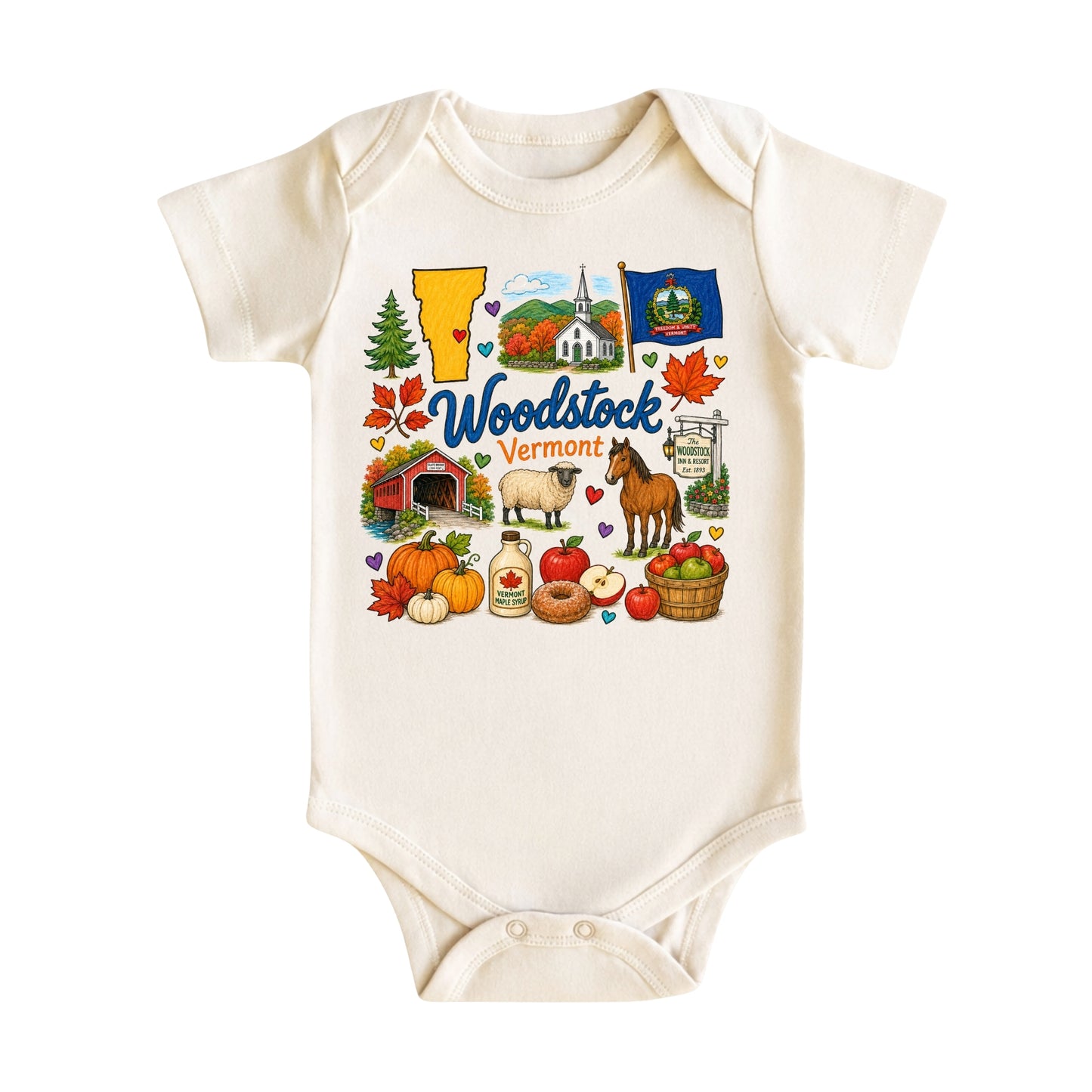 Woodstock Vermont Baby Bodysuit for Boys Girls