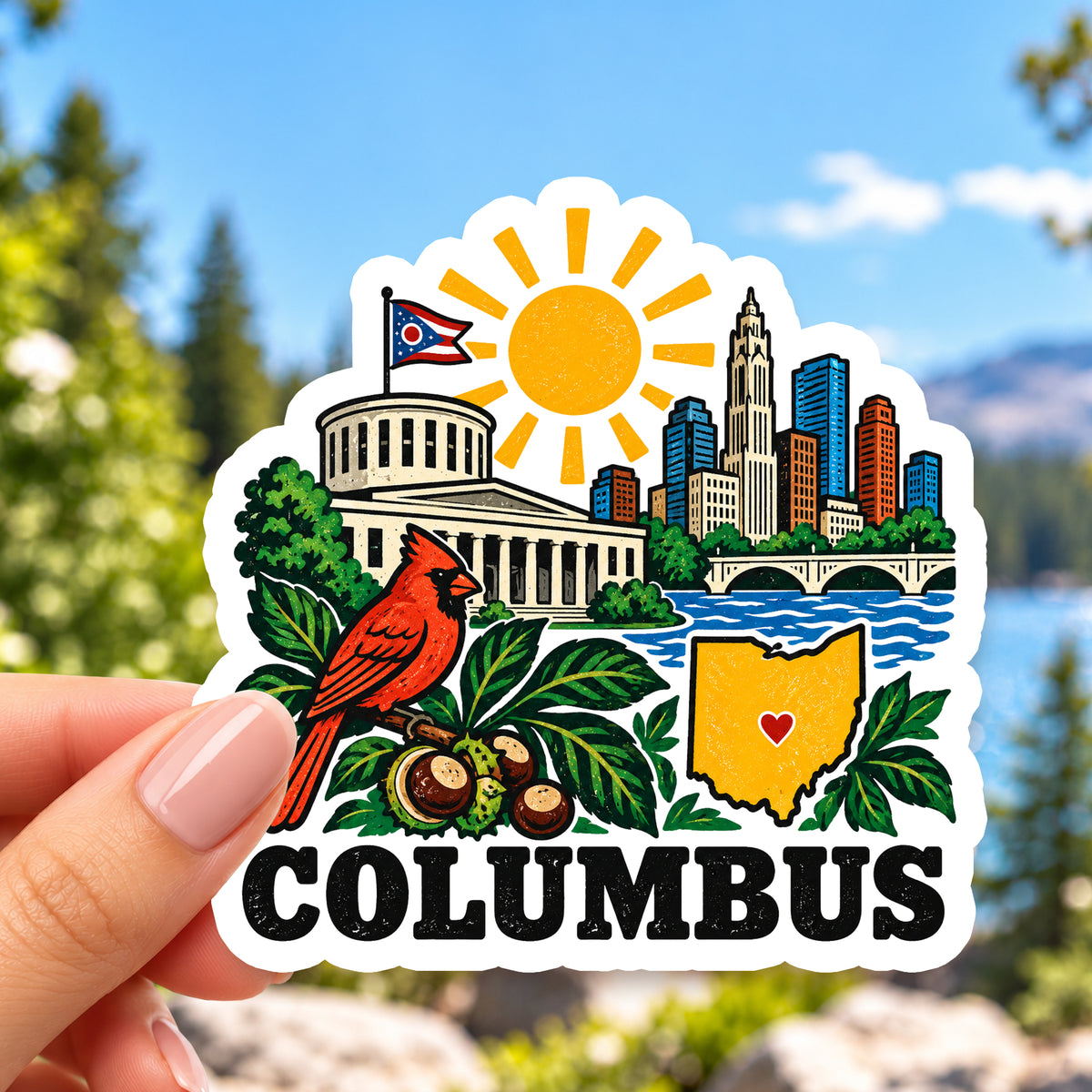 Columbus Retro Sticker